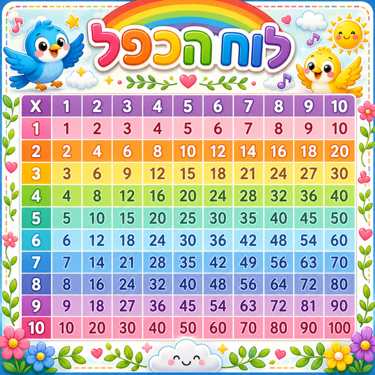 לוח הכפל מעוצב