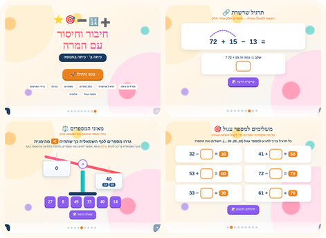 חיבור וחיסור עם המרה לכיתות ב |מצגת אינטראקטיבית