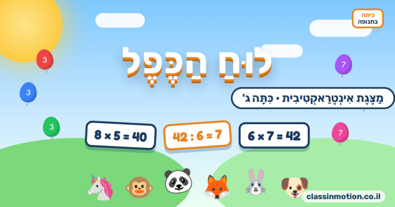 לוח הכפל מצגת אינטראקטיבית בחשבון לכיתות ג
