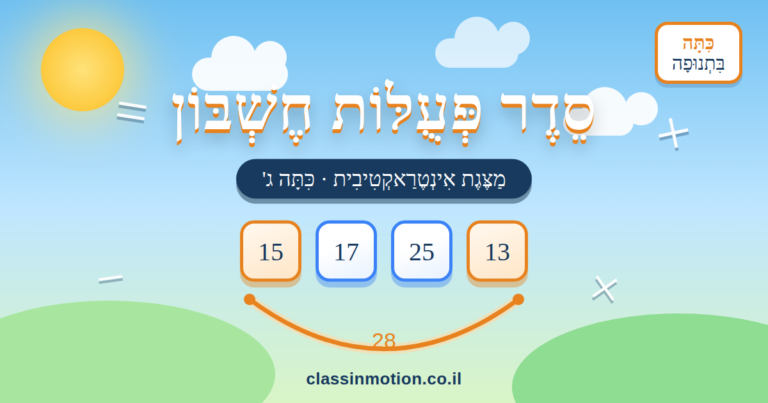 סדר פעולות חשבון מצגת אינטראקטיבית לכיתות ג