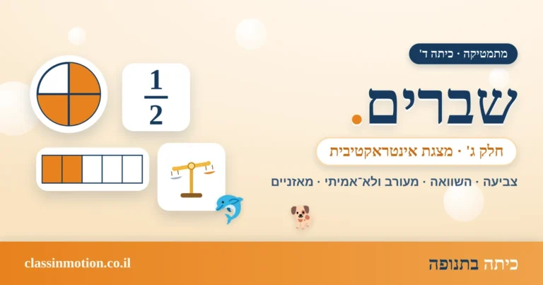 שברים חלק ג לכיתה ד מצגת אינטראקטיבית בחשבון
