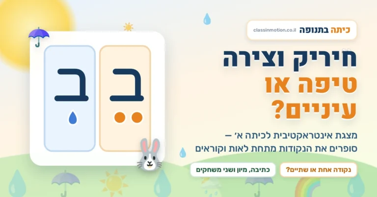 התנועה חיריק וצירה מצגת אינטראקטיבית לכיתה א בעברית עם משחקים והפעלות