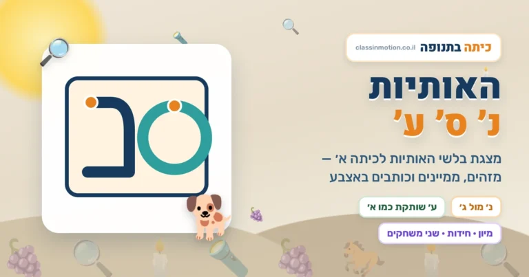 מצגת אינטראקטיבית בעברית אותיות נ,סע, לכיתה א