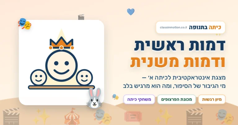 דמות ראשית ודמות משנית מצגת בעברית לכיתה א