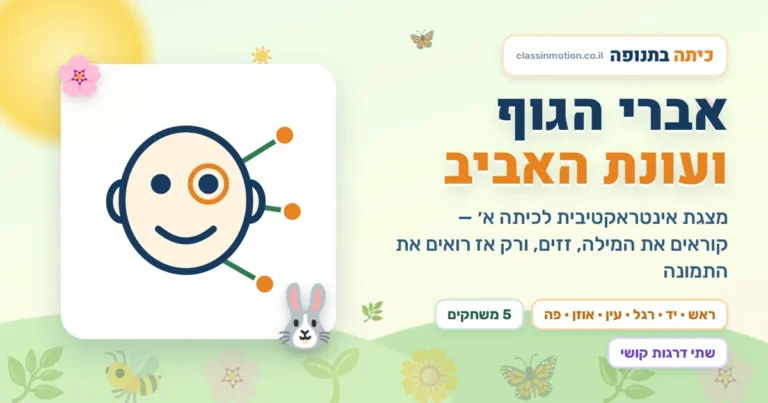 עונות השנה ואיברי הגוף מצגת בעברית לכיתה א