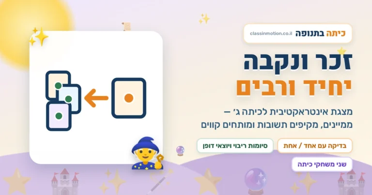 מצגת בעברית יחיד רבים זכר נקבה לכיתה ג מצגת אינטראקטיבית