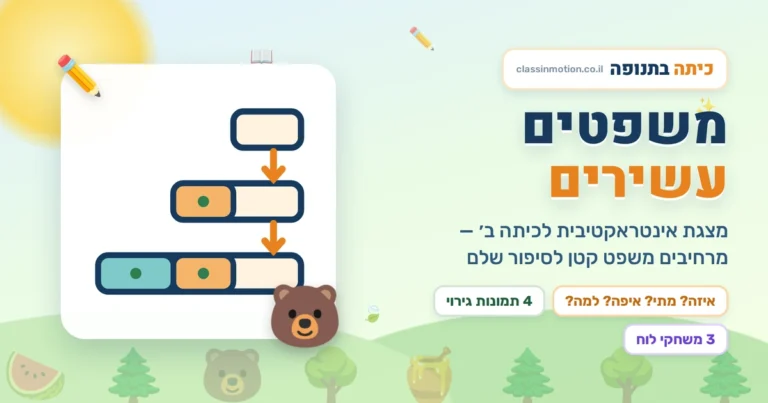 כותבים משפטים עשירים · מצגת אינטראקטיבית לכיתה ב | כיתה בתנופה