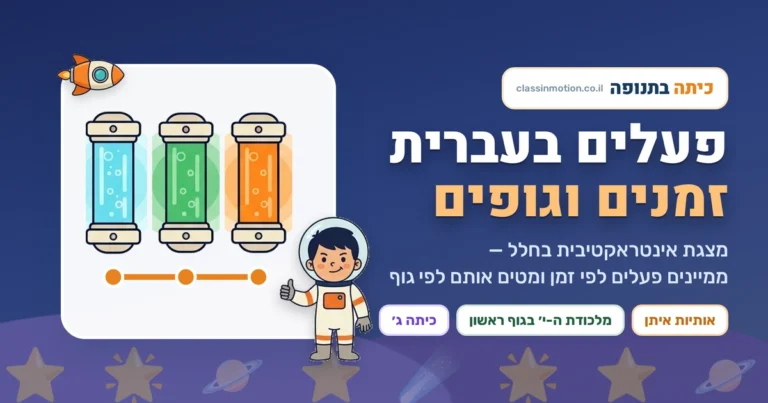 פעלים בעברית עבר, הווה ועתיד מצגת בעברית לכיתה ג
